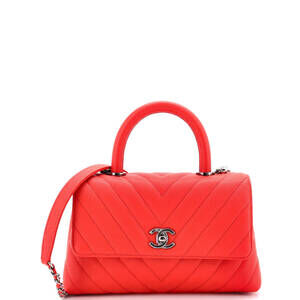 Chanel Mini Coco Top Handle Bag Chevron Caviar